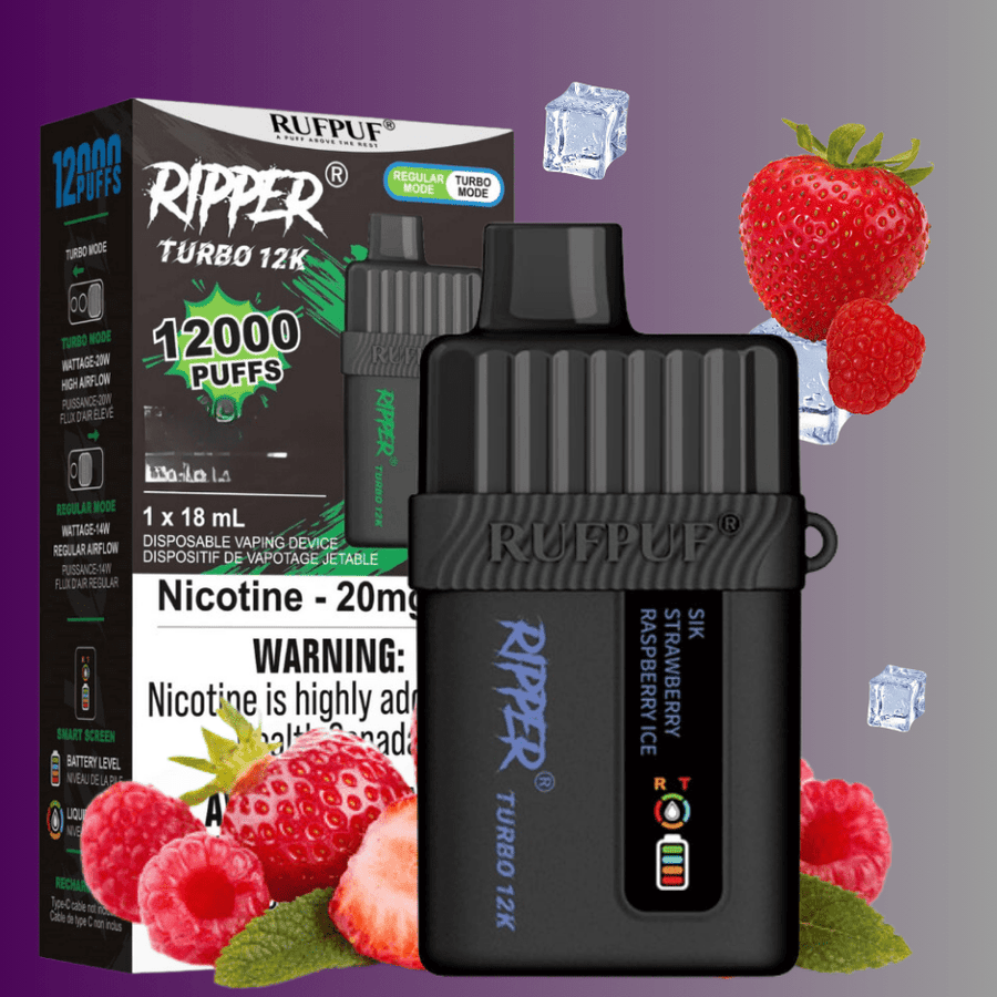Ripper Turbo 12K Disposable Vape-Sik Strawberry Raspberry Ice 12000 Puffs / 20mg Steinbach Vape SuperStore and Bong Shop Manitoba Canada