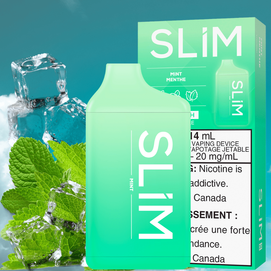Slim 7500 Rechargeable Disposable Vape-Mint 14mL / 20mg Steinbach Vape SuperStore and Bong Shop Manitoba Canada