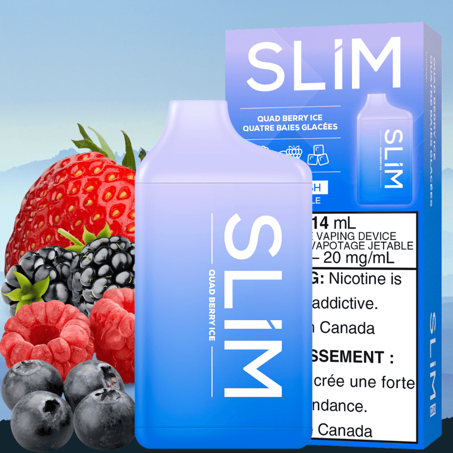 Slim 7500 Rechargeable Disposable Vape-Quad Berry Ice 14mL / 20mg Steinbach Vape SuperStore and Bong Shop Manitoba Canada
