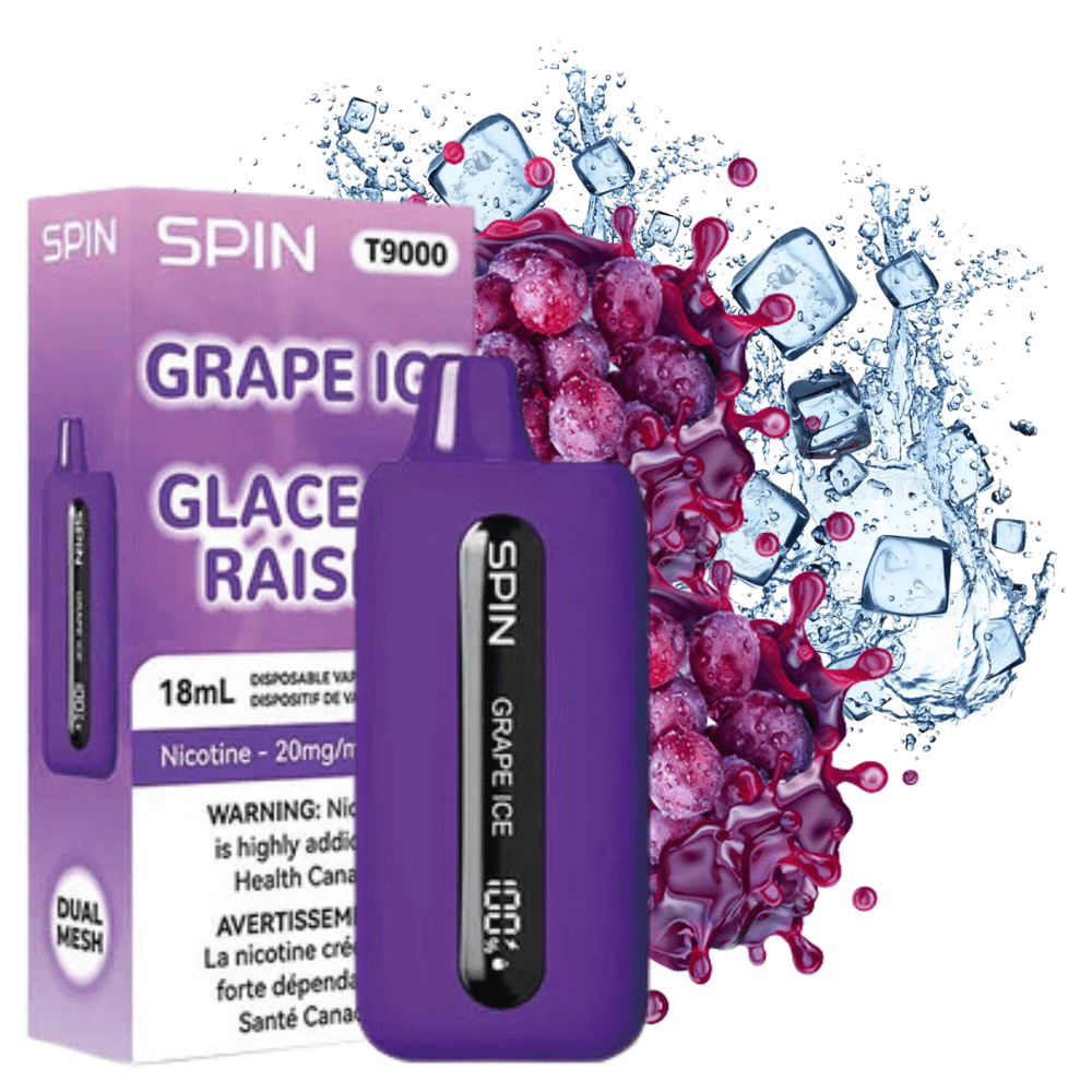 Spin T9000 Disposable Vape-Grape Ice 20mg / 9000 Puffs Steinbach Vape SuperStore and Bong Shop Manitoba Canada