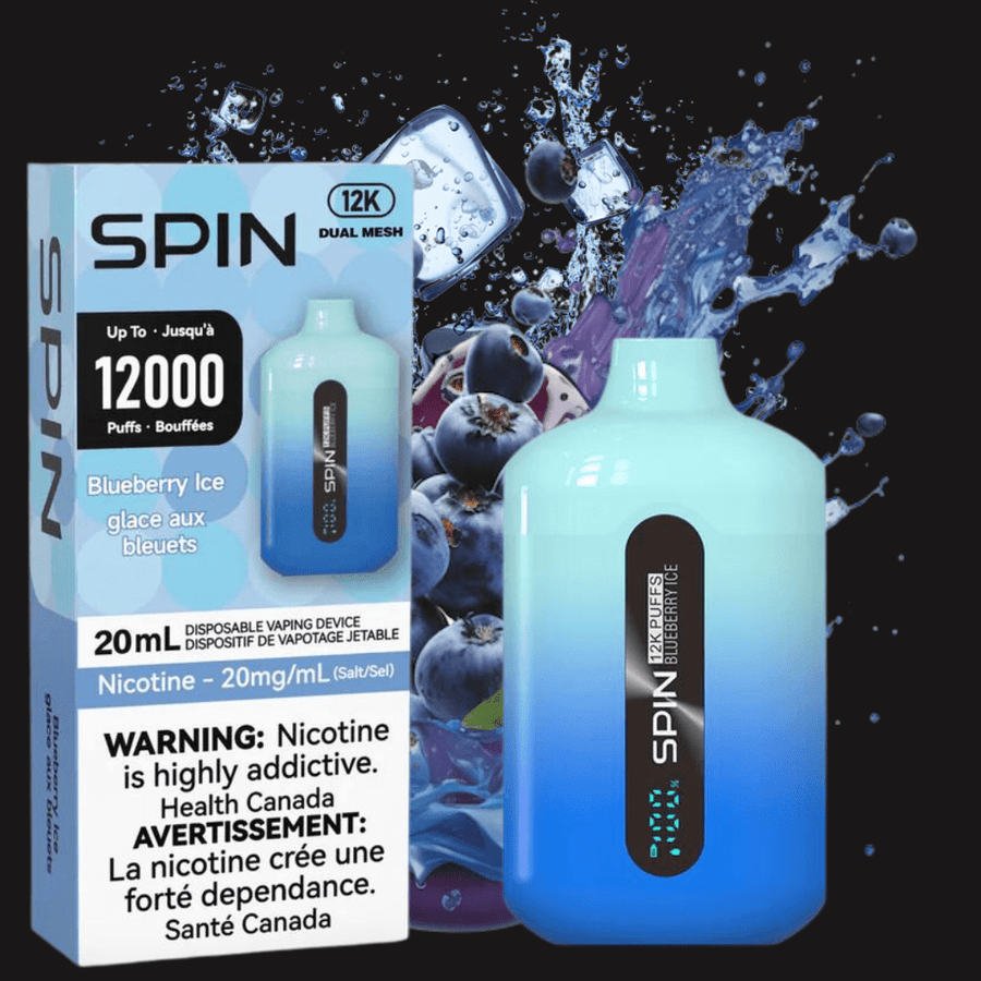 Spin Vape Spin Vape 12,000 Disposable Vape-Blueberry Ice-Steinbach Vape MB, Canada Spin 12,000 Disposable Vape-Blueberry Ice 20mg