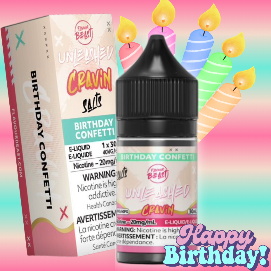 Flavour Beast Salts Salt Nic E-Liquid 30ml / 20mg Flavor Beast Unleashed Cravin Salts-Birthday Confetti  - Steinbach Vape SuperStore and Bong Shop in Manitoba, Canada