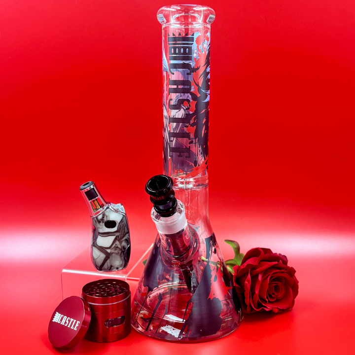 Castle Glasswork 9mm Dark Entity Raven Beaker-13.5" Steinbach Vape SuperStore and Bong Shop Manitoba Canada