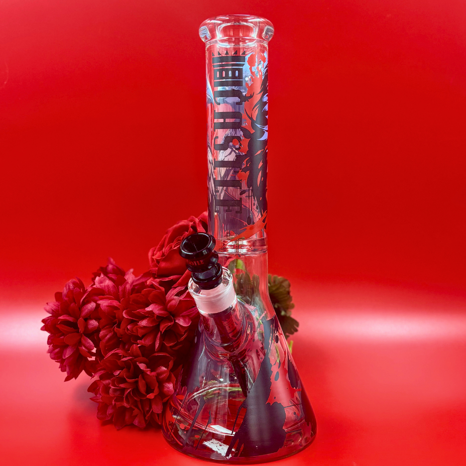 Castle Glasswork 9mm Dark Entity Raven Beaker-13.5" Steinbach Vape SuperStore and Bong Shop Manitoba Canada