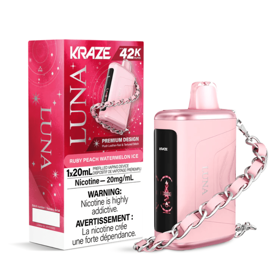 Kraze Luna Disposable Vape 42k-Ruby Peach Watermelon Ice in Regina Canada