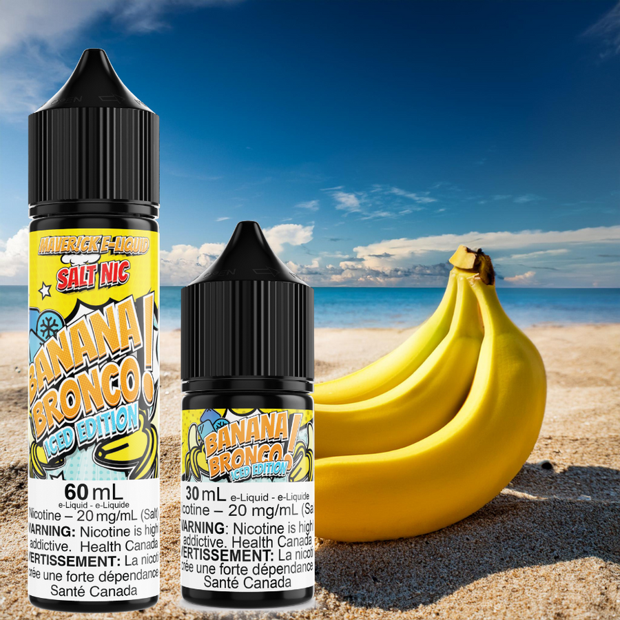 Banana Bronco Iced Salt by Maverick E-Liquid 60mL and 30mL / 20mg Steinbach Vape SuperStore and Bong Shop Manitoba Canada