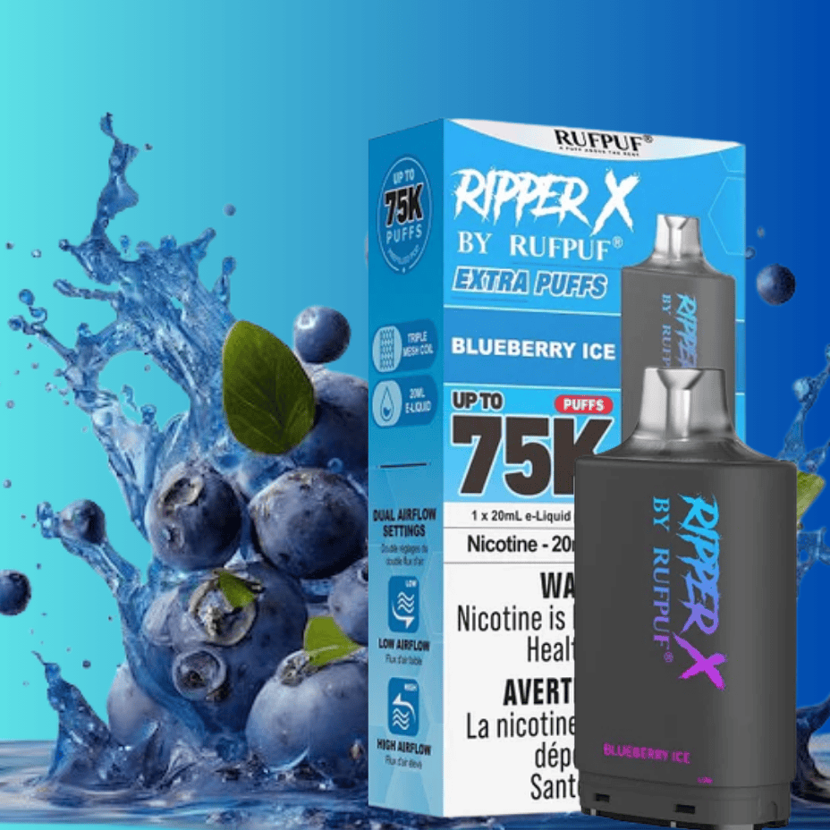 RufPuf Ripper X 75k Turbo Pod - Blueberry Ice 20mg/mL / 75K Manitoba Vape SuperStore and Bong Shop