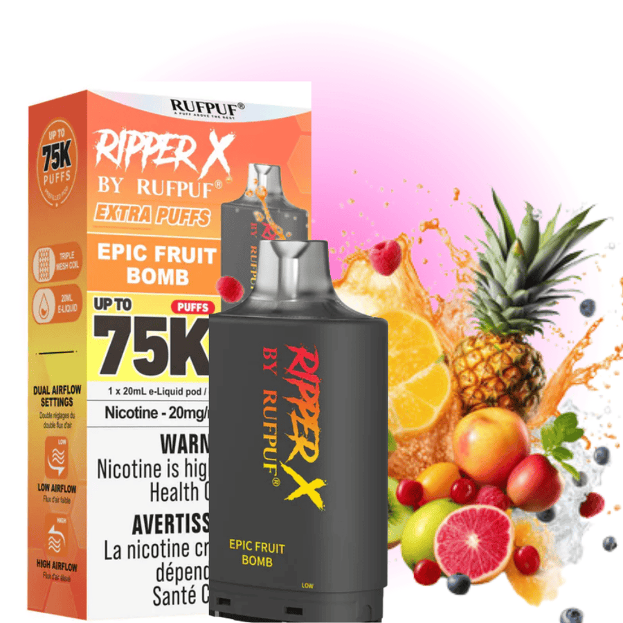 RufPuf Ripper X 75k Turbo Pod - Epic Fruit Bomb 20mg/mL / 75K Manitoba Vape SuperStore and Bong Shop