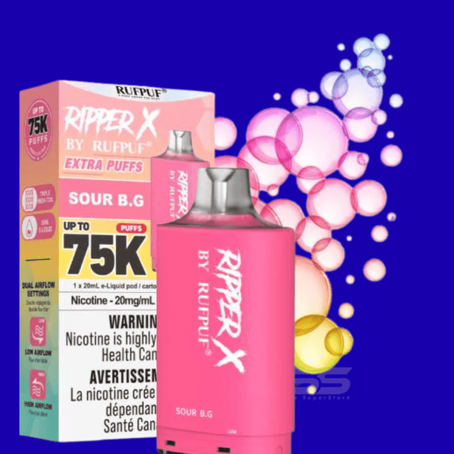 RufPuf Ripper X 75k Turbo Pod - Sour B.G 20mg/mL / 75K Manitoba Vape SuperStore and Bong Shop Canada