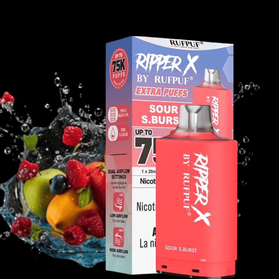 RufPuf Ripper X 75k Turbo Pod - Sour S.Burst 20mg/mL / 75K Manitoba Vape SuperStore and Bong Shop