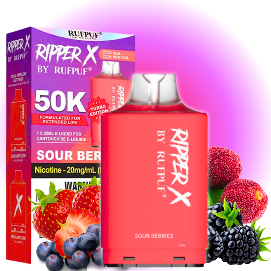 RufPuf Ripper X  50K - Sour Berries 20mg / 50000 Puffs Steinbach Vape SuperStore and Bong Shop Manitoba Canada