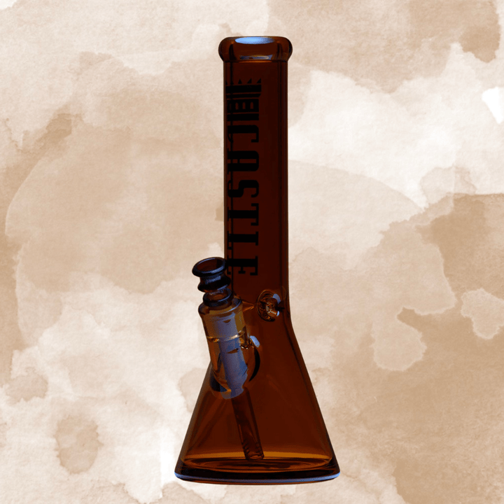 Castle Glass 7mm Luxe Electroplated Beaker Bong 14" Brown Steinbach Vape SuperStore and Bong Shop Manitoba Canada