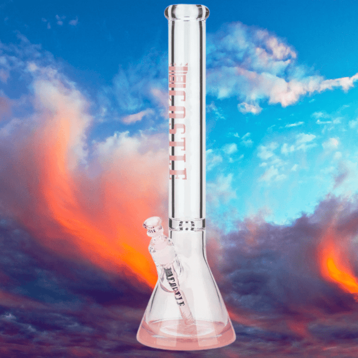 Castle Glass 9mm Colour Logo Beaker Bong 18" Pink Steinbach Vape SuperStore and Bong Shop Manitoba Canada