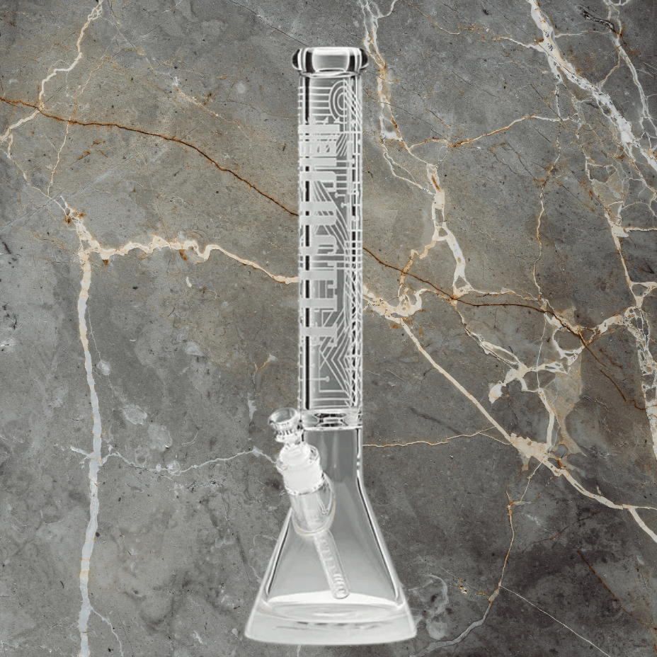 Castle Glass 9mm Engraved Circuit Beaker Bong 18" 9mm Steinbach Vape SuperStore and Bong Shop Manitoba Canada