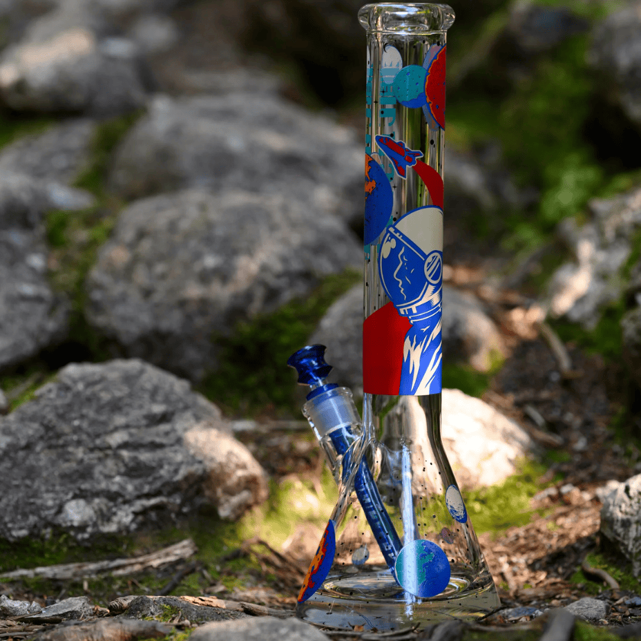 Castle Glass 9mm Interstellar Beaker Bong 16" Blue Steinbach Vape SuperStore and Bong Shop Manitoba Canada