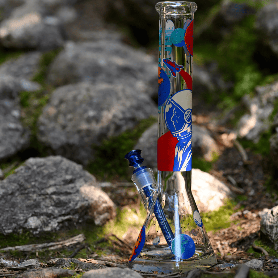 Castle Glass 9mm Interstellar Beaker Bong 16" Blue Steinbach Vape SuperStore and Bong Shop Manitoba Canada