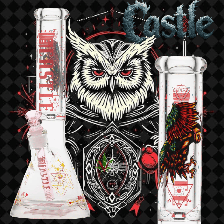 Castle Glass 9mm Wisdom Beaker Bong 14" Beaker Steinbach Vape SuperStore and Bong Shop Manitoba Canada