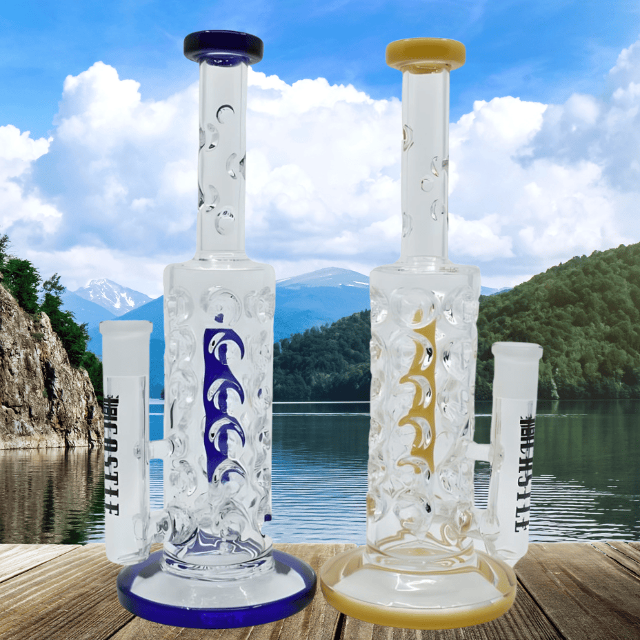 Castle Glass Swiss Vertical Inline Perc Dab Rig 10" Transparent Blue Steinbach Vape SuperStore and Bong Shop Manitoba Canada