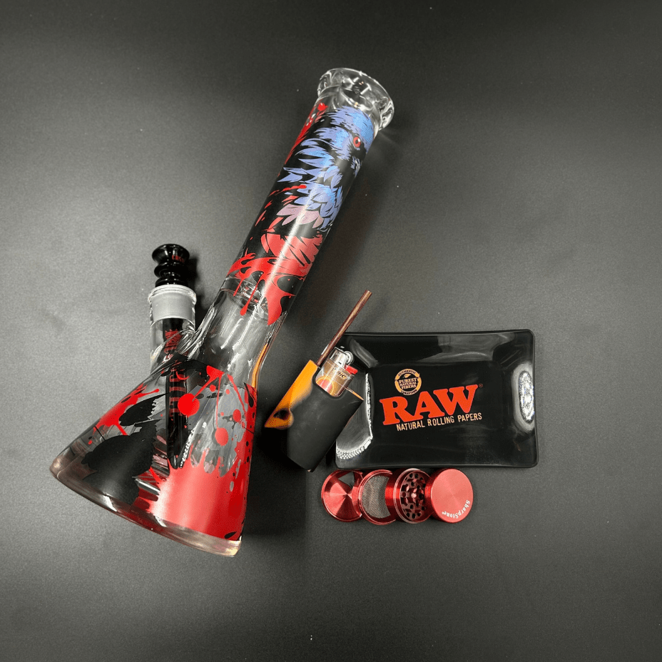 Castle Glasswork 9mm Dark Entity Raven Beaker-13.5" Steinbach Vape SuperStore and Bong Shop Manitoba Canada