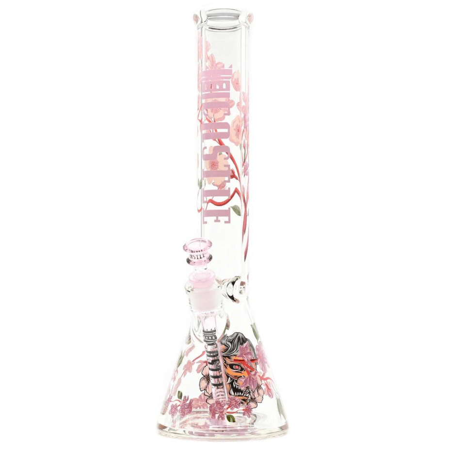 Castle Glassworks 9mm Cherry Blossom Beaker Bong-16" 16" / 9mm w/ 12mm Base Steinbach Vape SuperStore and Bong Shop Manitoba Canada