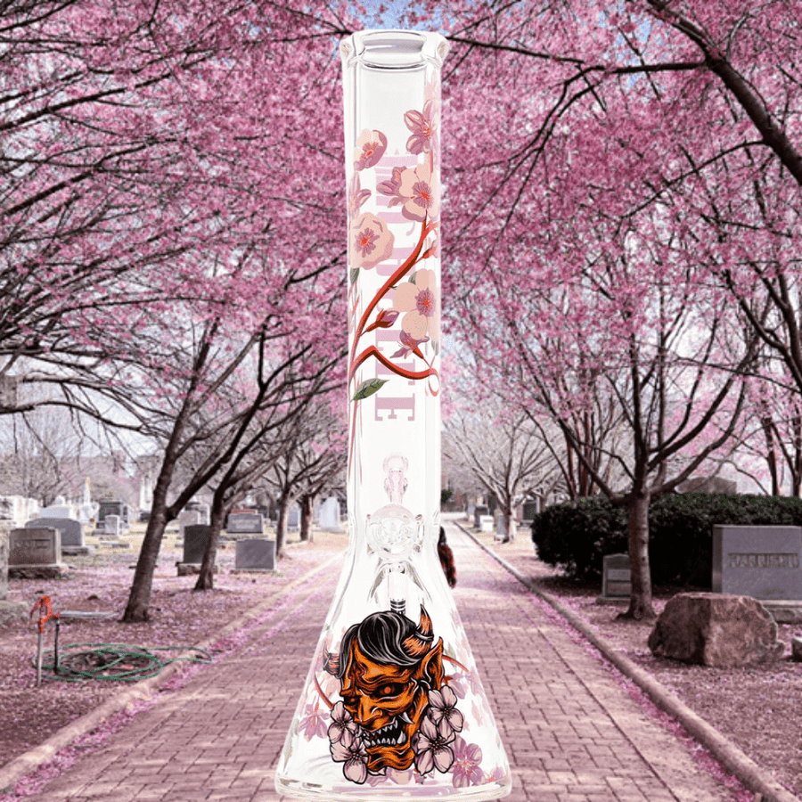 Castle Glassworks 9mm Cherry Blossom Beaker Bong-16" 16" / 9mm w/ 12mm Base Steinbach Vape SuperStore and Bong Shop Manitoba Canada