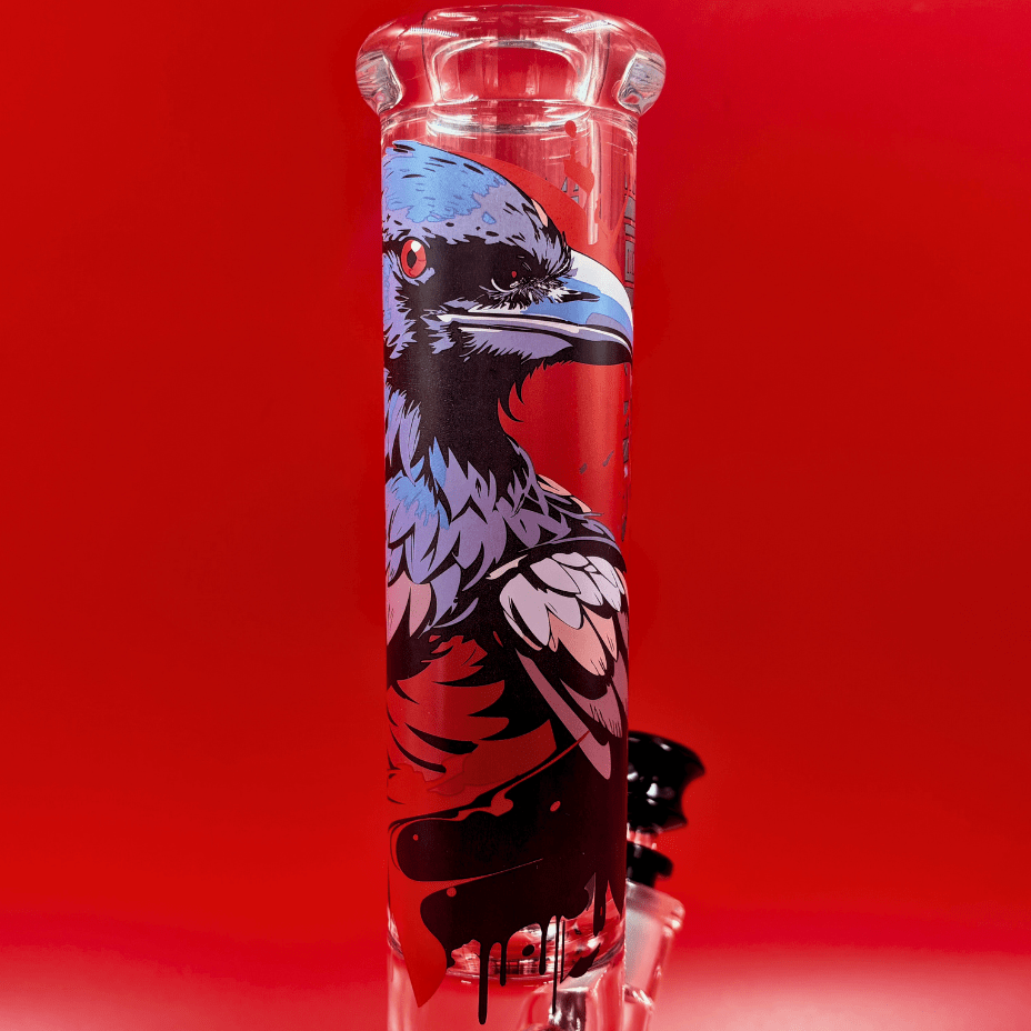 Castle Glassworks 9mm Dark Entity Raven Beaker-13.5" Steinbach Vape SuperStore and Bong Shop Manitoba Canada