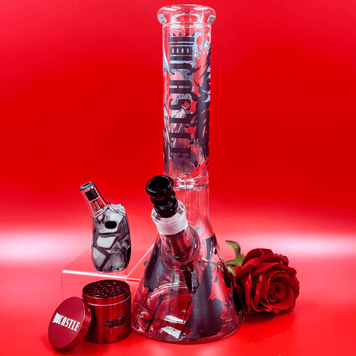 Castle Glassworks 9mm Dark Entity Raven Beaker-13.5" Steinbach Vape SuperStore and Bong Shop Manitoba Canada