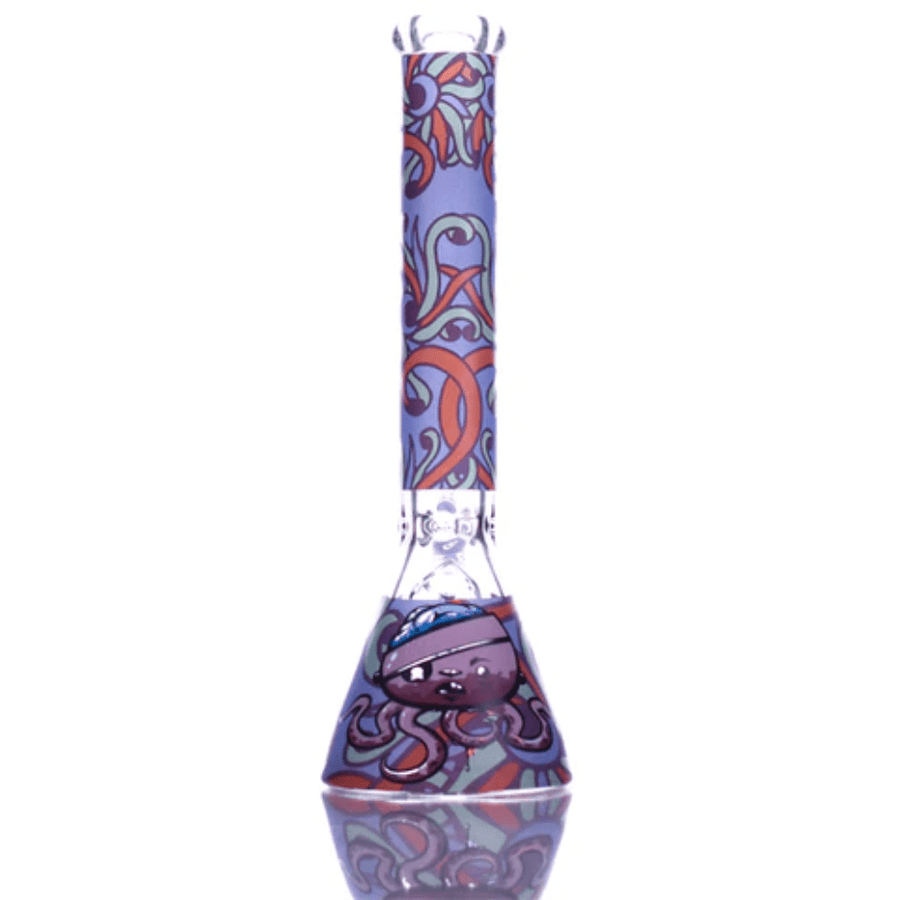 Castle Glassworks 9mm Octopus Beaker-16" 16" / 9mm w/12mm base Steinbach Vape SuperStore and Bong Shop Manitoba Canada