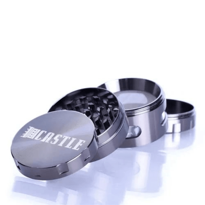 Castle Glassworks Metal Grinder 2.4" w/Window-4pcs 2.4" / Gun Metal Steinbach Vape SuperStore and Bong Shop Manitoba Canada