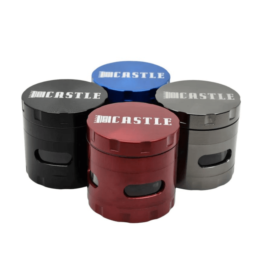 Castle Glassworks Metal Grinder 2.4" w/Window-4pcs Steinbach Vape SuperStore and Bong Shop Manitoba Canada