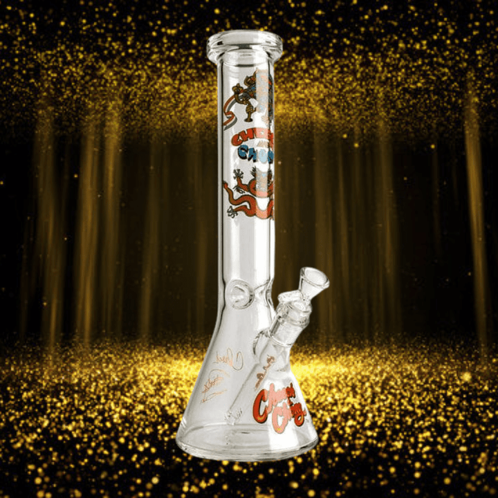 Cheech & Chong Glass Acapulco Gold Beaker Tube w/Iconic Artwork 15" Steinbach Vape SuperStore and Bong Shop Manitoba Canada