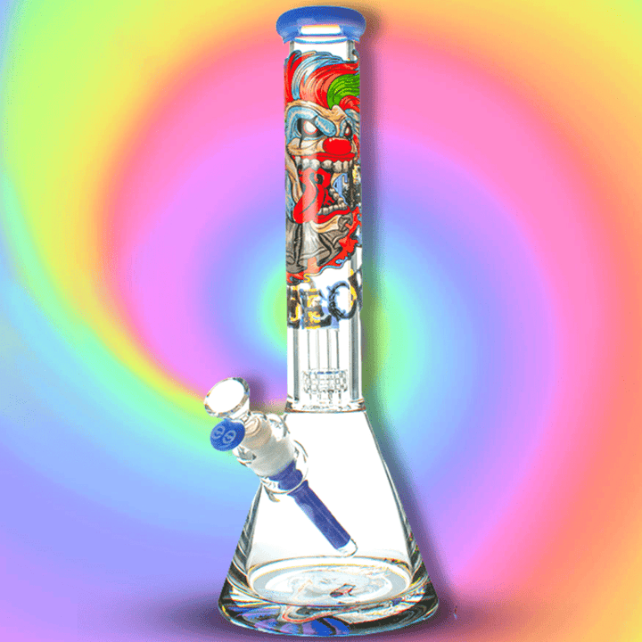 Cheech Glass 12mm Joker Decal Beaker 16" 16" / 12mm / Blue Steinbach Vape SuperStore and Bong Shop Manitoba Canada