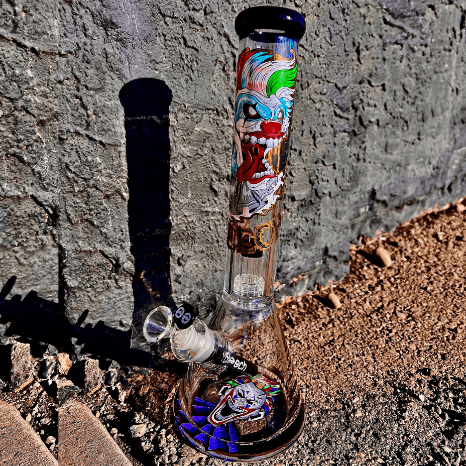 Cheech Glass 12mm Joker Decal Beaker 16" Steinbach Vape SuperStore and Bong Shop Manitoba Canada