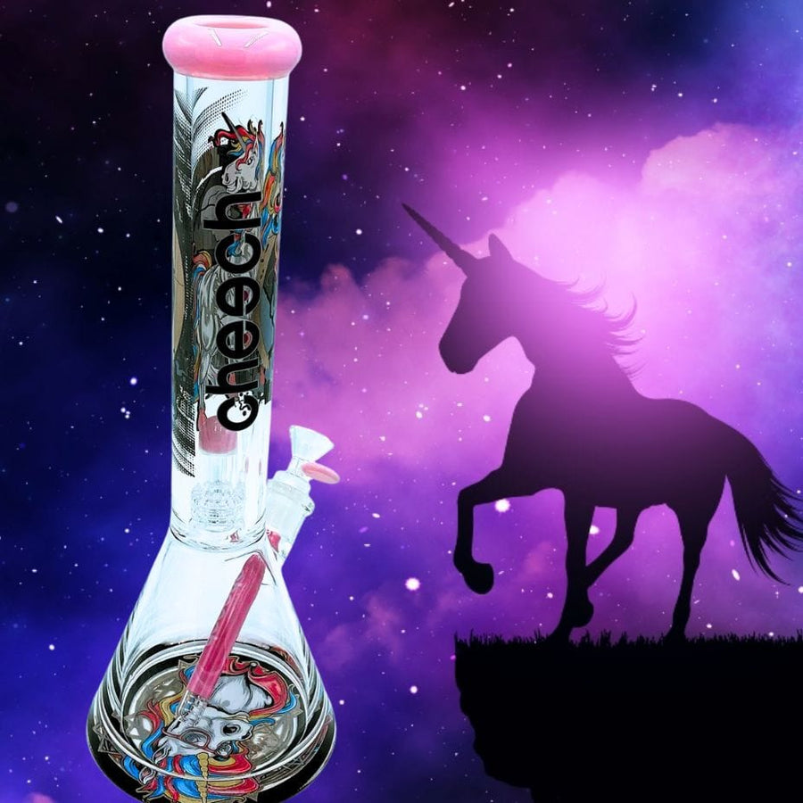 Cheech Glass 12mm Unicorn Decal Beaker w/15mm Base (4LBS) Steinbach Vape SuperStore and Bong Shop Manitoba Canada