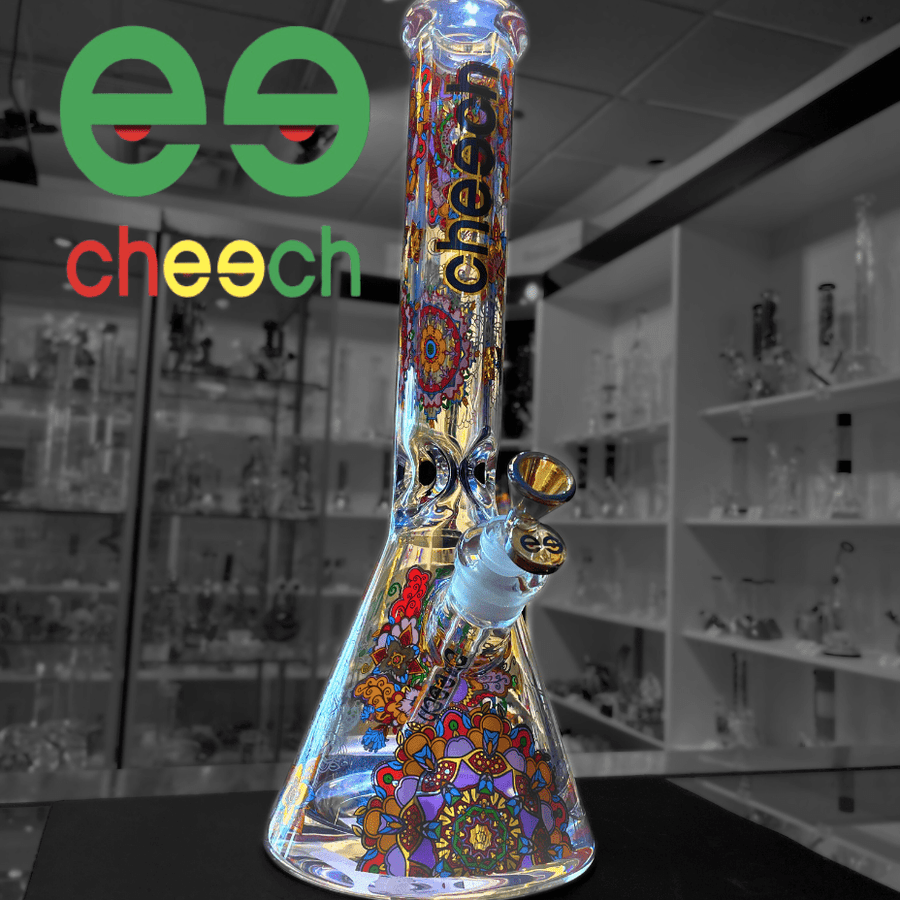 Cheech Glass 16" Mandala Decal Beaker w/12mm Base 7mm Steinbach Vape SuperStore and Bong Shop Manitoba Canada