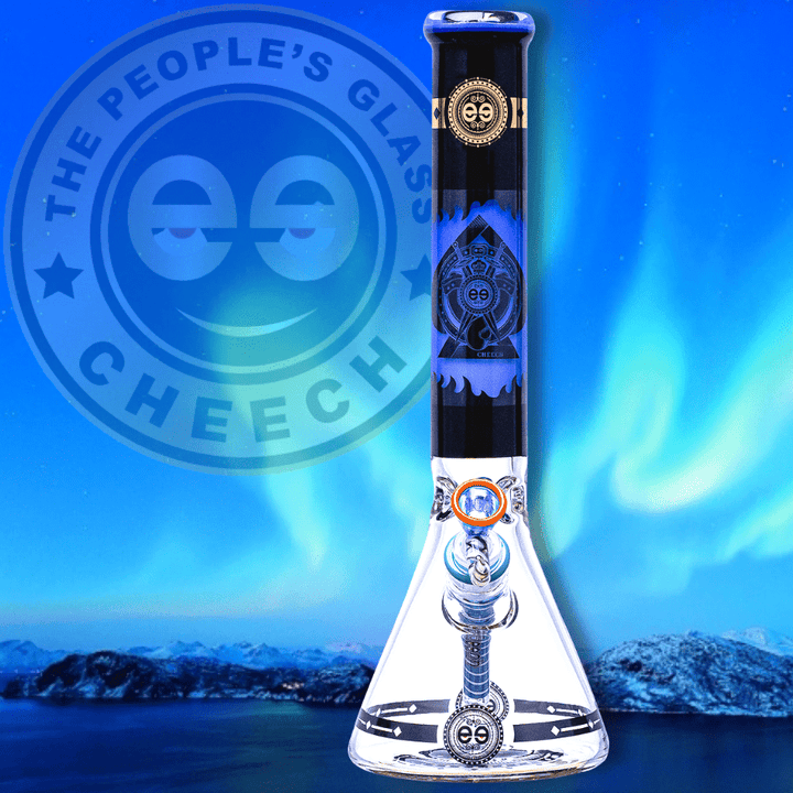 Cheech Glass 7mm Protect the Crest Beaker 14" Milky Blue Steinbach Vape SuperStore and Bong Shop Manitoba Canada