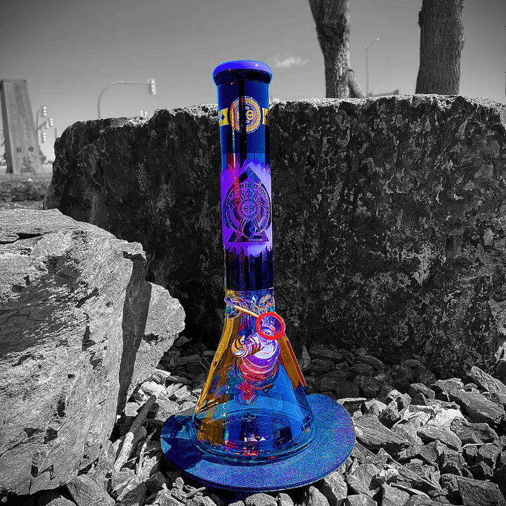 Cheech Glass 7mm Protect the Crest Beaker 14" Milky Purple Steinbach Vape SuperStore and Bong Shop Manitoba Canada