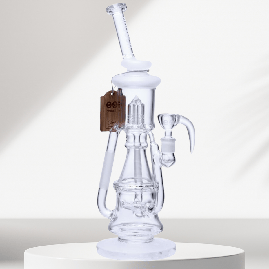 Cheech Glass Sandblast Tree Perc Recycler 14.5" frosted White Steinbach Vape SuperStore and Bong Shop Manitoba Canada