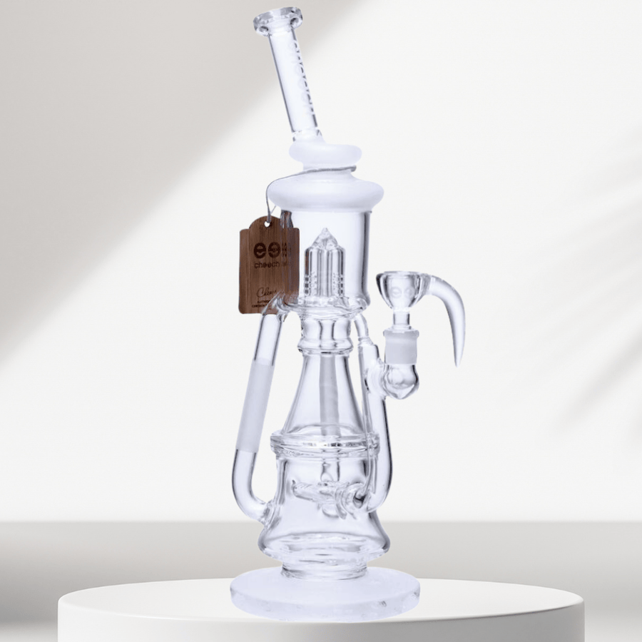 Cheech Glass Sandblast Tree Perc Recycler 14.5" frosted White Steinbach Vape SuperStore and Bong Shop Manitoba Canada