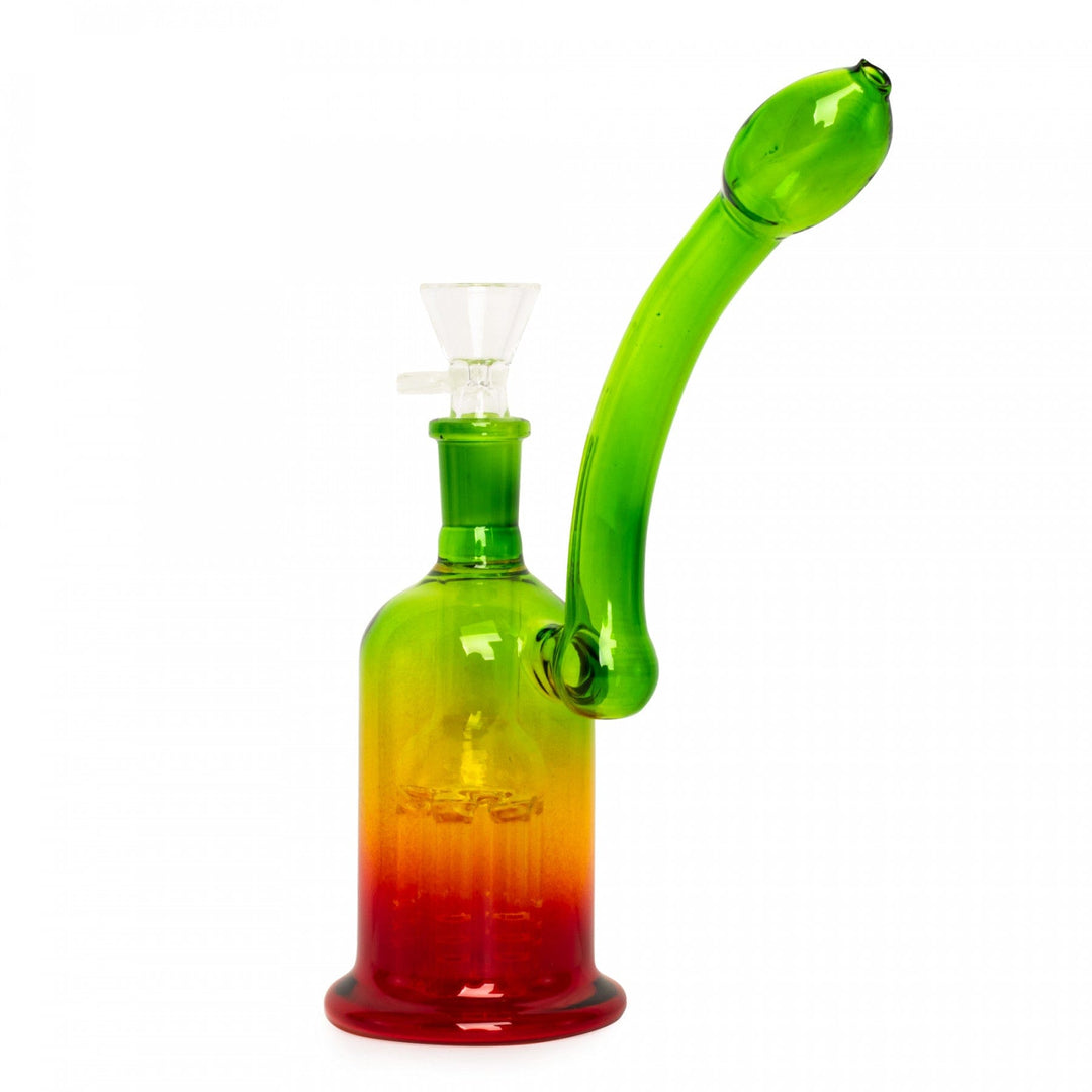 Day Glow Bubbler w/6-Arm Tree Perc 6" 6" / Rasta Steinbach Vape SuperStore and Bong Shop Manitoba Canada