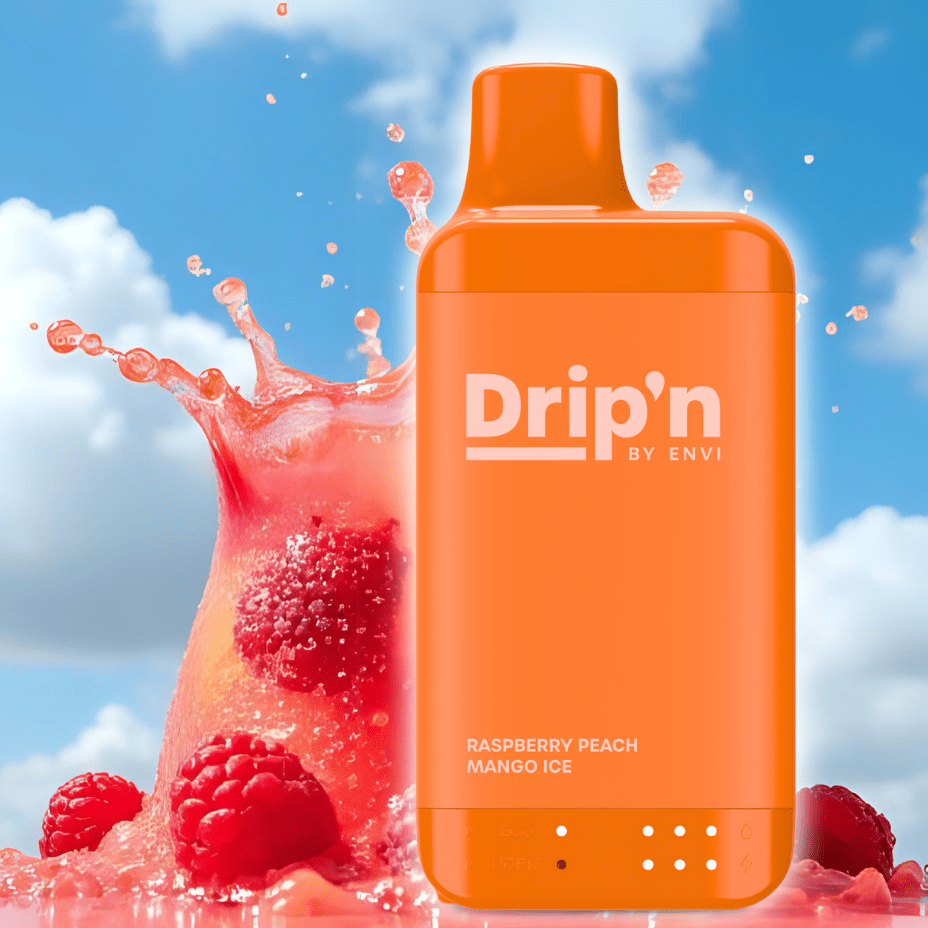 Drip'n by Envi 16K Disposable Vape - Raspberry Peach Mango Ice 8mL / 16000 Puffs / 20mg Manitoba Vape SuperStore and Bong Shop