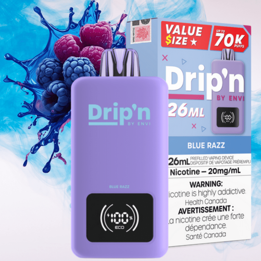 Drip'n by Envi 70K Disposable Vape - Blue Razz Manitoba Vape SuperStore and Bong Shop