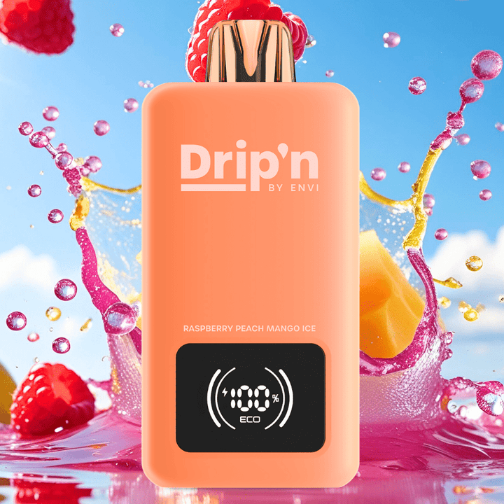 Drip'n by Envi 70K Disposable Vape - Raspberry Peach Mango Ice 26mL / 70000 Puffs / 20mg Steinbach Vape SuperStore and Bong Shop Manitoba Canada
