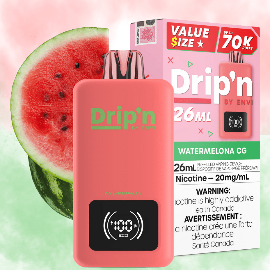 Drip'n by Envi 70K Disposable Vape - Watermelon CG Manitoba Vape SuperStore and Bong Shop