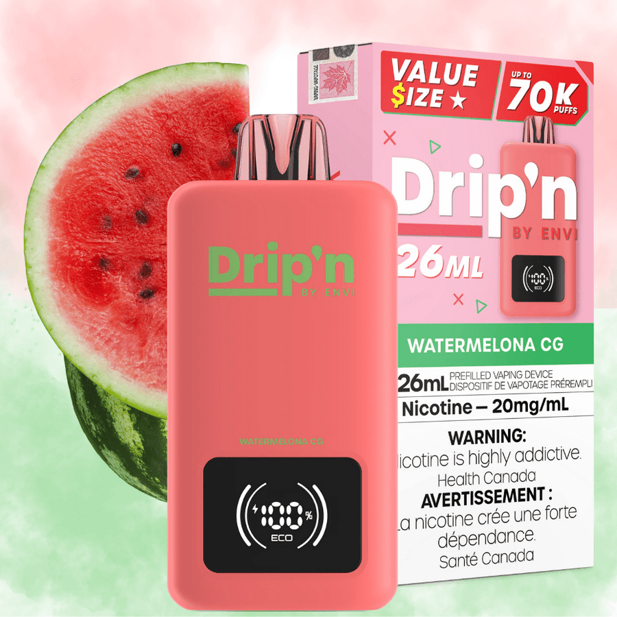 Drip'n by Envi 70K Disposable Vape - Watermelon CG Manitoba Vape SuperStore and Bong Shop
