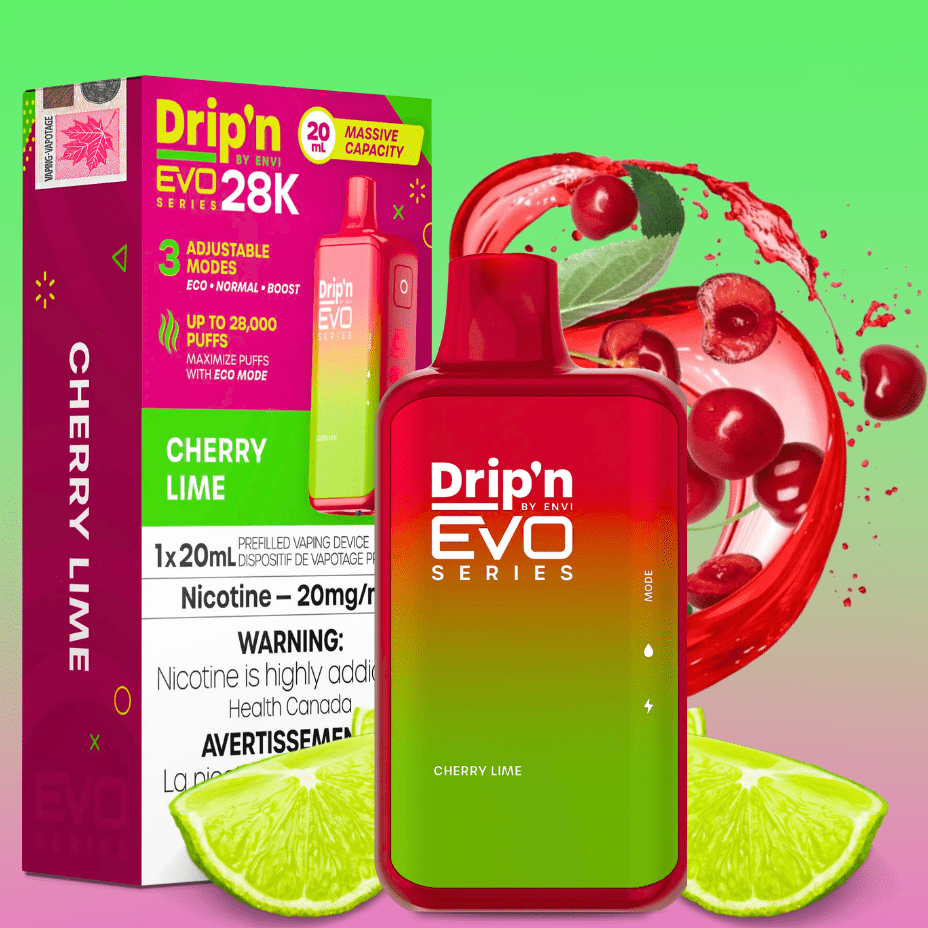 Drip'n by Envi EVO 28k Disposable Vape-Cherry Lime 28000 Puffs / 20mg Steinbach Vape SuperStore and Bong Shop Manitoba Canada