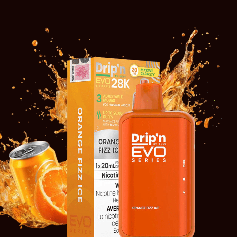 Drip'n by Envi EVO 28k Disposable Vape-Orange Fizz Ice 28000 Puffs / 20mg Steinbach Vape SuperStore and Bong Shop Manitoba Canada