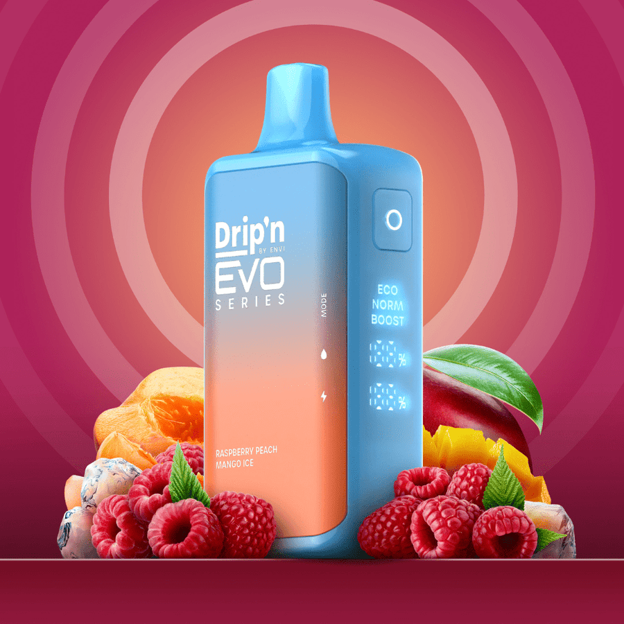 Drip'n by Envi EVO 28k Disposable Vape-Raspberry Peach Mango Ice 28000 Puffs Steinbach Vape SuperStore and Bong Shop Manitoba Canada