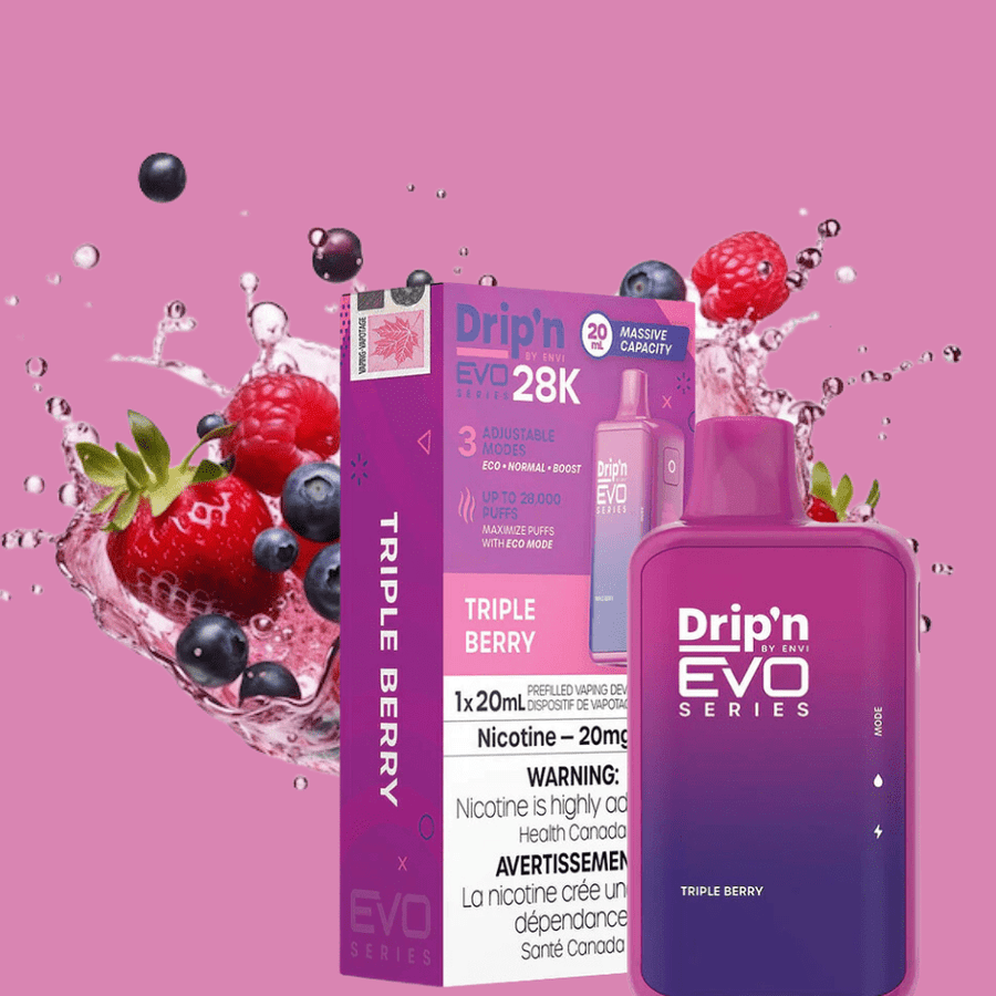 Drip'n by Envi EVO 28k Disposable Vape-Triple Berry 28000 Puffs / 20mg Steinbach Vape SuperStore and Bong Shop Manitoba Canada