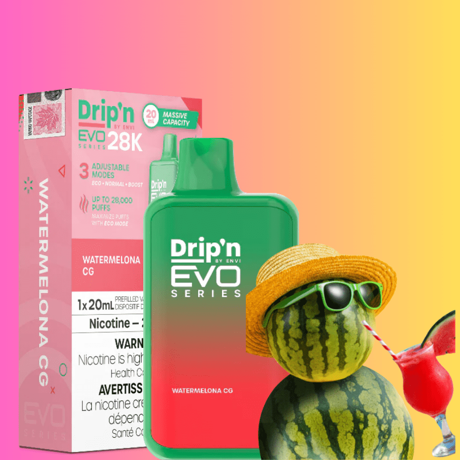 Drip'n by Envi EVO 28k Disposable Vape-Watermelona CG 28000 Puffs / 20mg Steinbach Vape SuperStore and Bong Shop Manitoba Canada